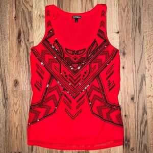 NWOT Express Sequin Tribal Print Tank Size M